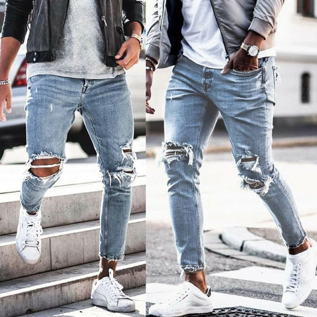 Calça Skinny Ripped Jeans Listrada Masculina - Picuí Magazine