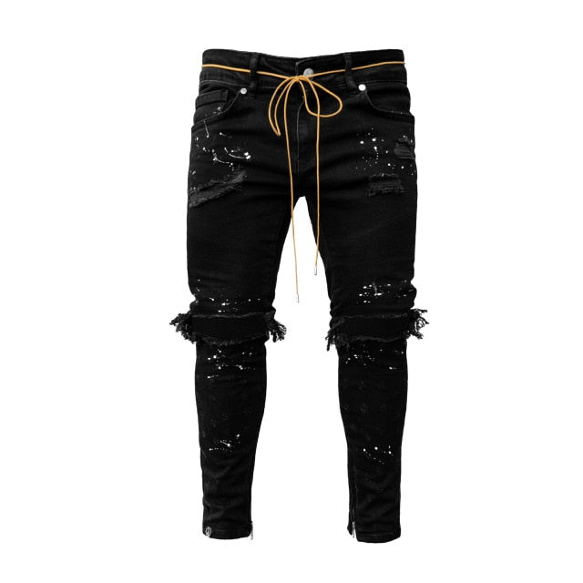 Calça Skinny Ripped Jeans Listrada Masculina - Picuí Magazine