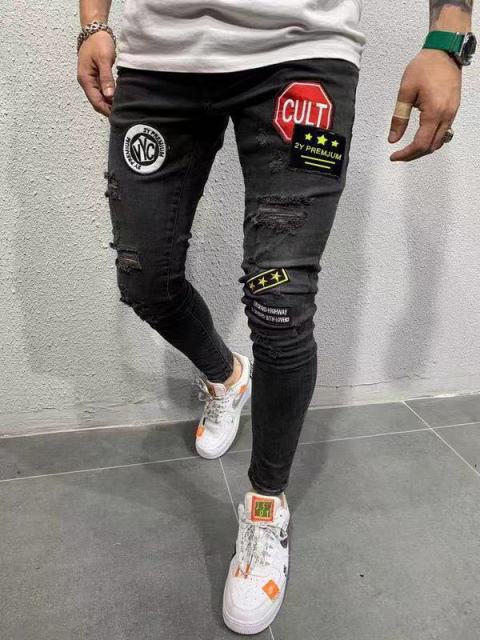 Calça Skinny Ripped Jeans Listrada Masculina - Picuí Magazine