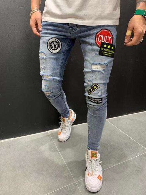 Calça Skinny Ripped Jeans Listrada Masculina - Picuí Magazine