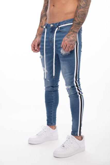 Calça Skinny Ripped Jeans Listrada Masculina - Picuí Magazine