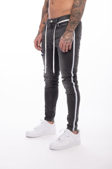 Calça Skinny Ripped Jeans Listrada Masculina - Picuí Magazine