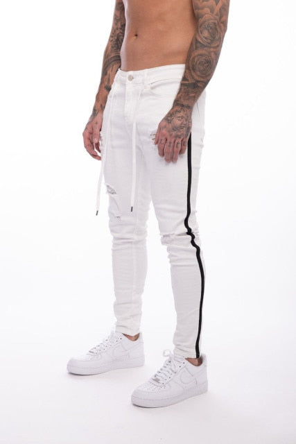 Calça Skinny Ripped Jeans Listrada Masculina - Picuí Magazine