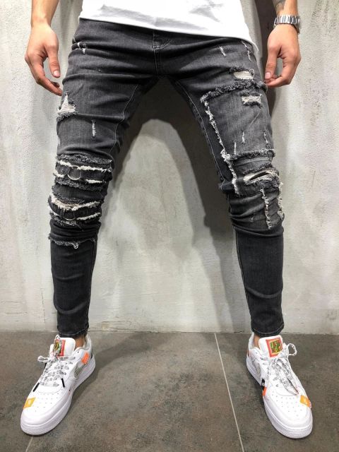 Calça Skinny Ripped Jeans Listrada Masculina - Picuí Magazine