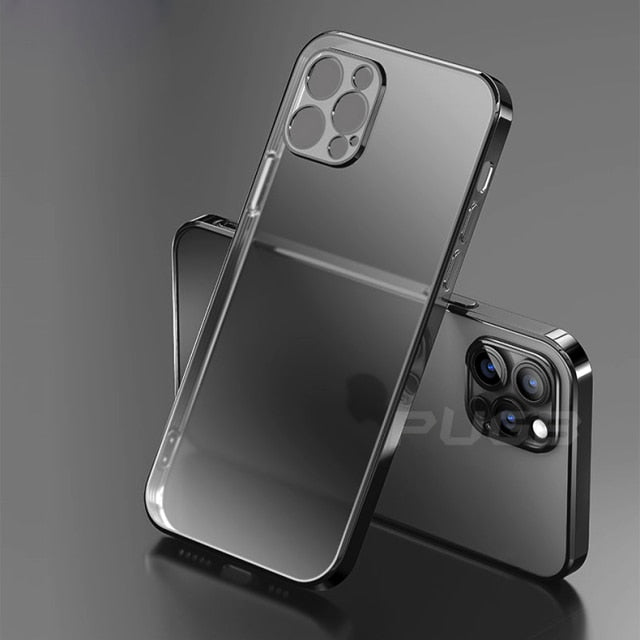 Capinha de Luxo Transparente - iPhone 11 12 Pro Max Mini XR X XS 7 8 Plus SE 2020 - Picuí Magazine